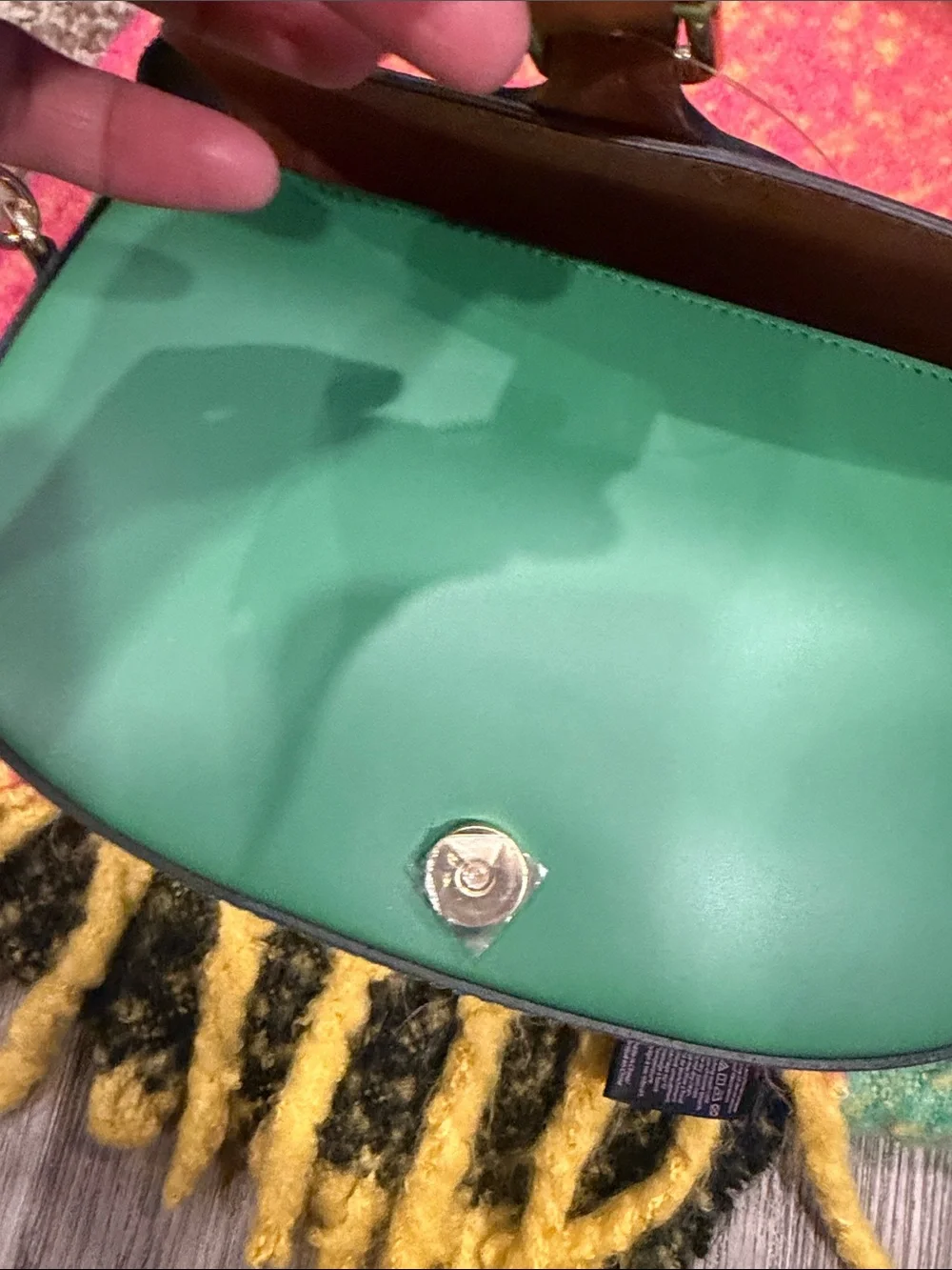 Italina Green & Brown original Leather Crossbody Bag with Matching Pouch